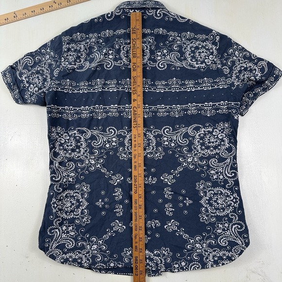 Banana Republic Bandana Shirt Men Small Camden Fit Blue All Over Print Cotton - Picture 10 of 12